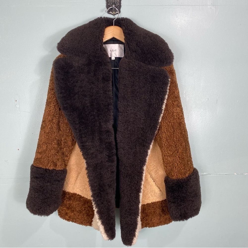 Alc Stefan Sherpa Coat Color Block Teddy Oversize… - image 1